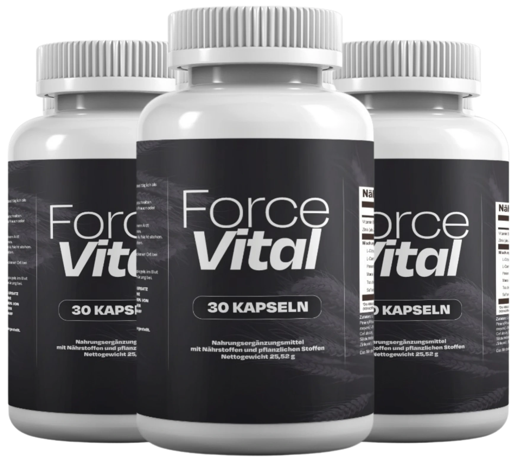 Drei Flaschen ForceVital Kapseln
