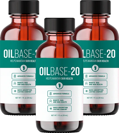 Three bottles of Oilbase-20 nail and skin oil, 1 fl oz (30 ml) each