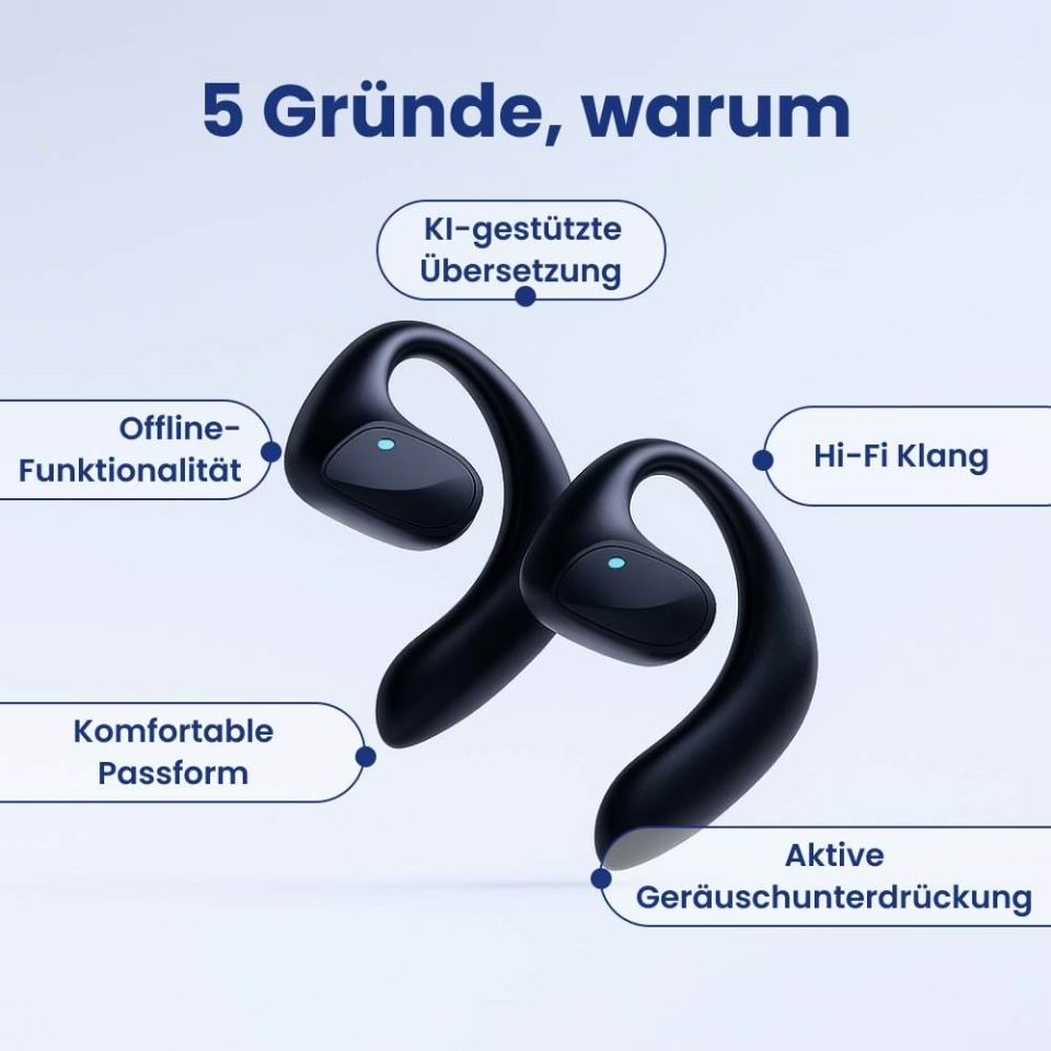 Offizielles SonaBuds-Bild: 5 Gründe, warum (KI-gestützte Übersetzung, Offline-Funktionalität, Hi-Fi Klang)